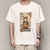 New Fashion Summer Mens T Shirt Casual Short Sleeve Samurai Cat Print Anime Tshirt Men Women Japanese Neko Sushi Wave Tops