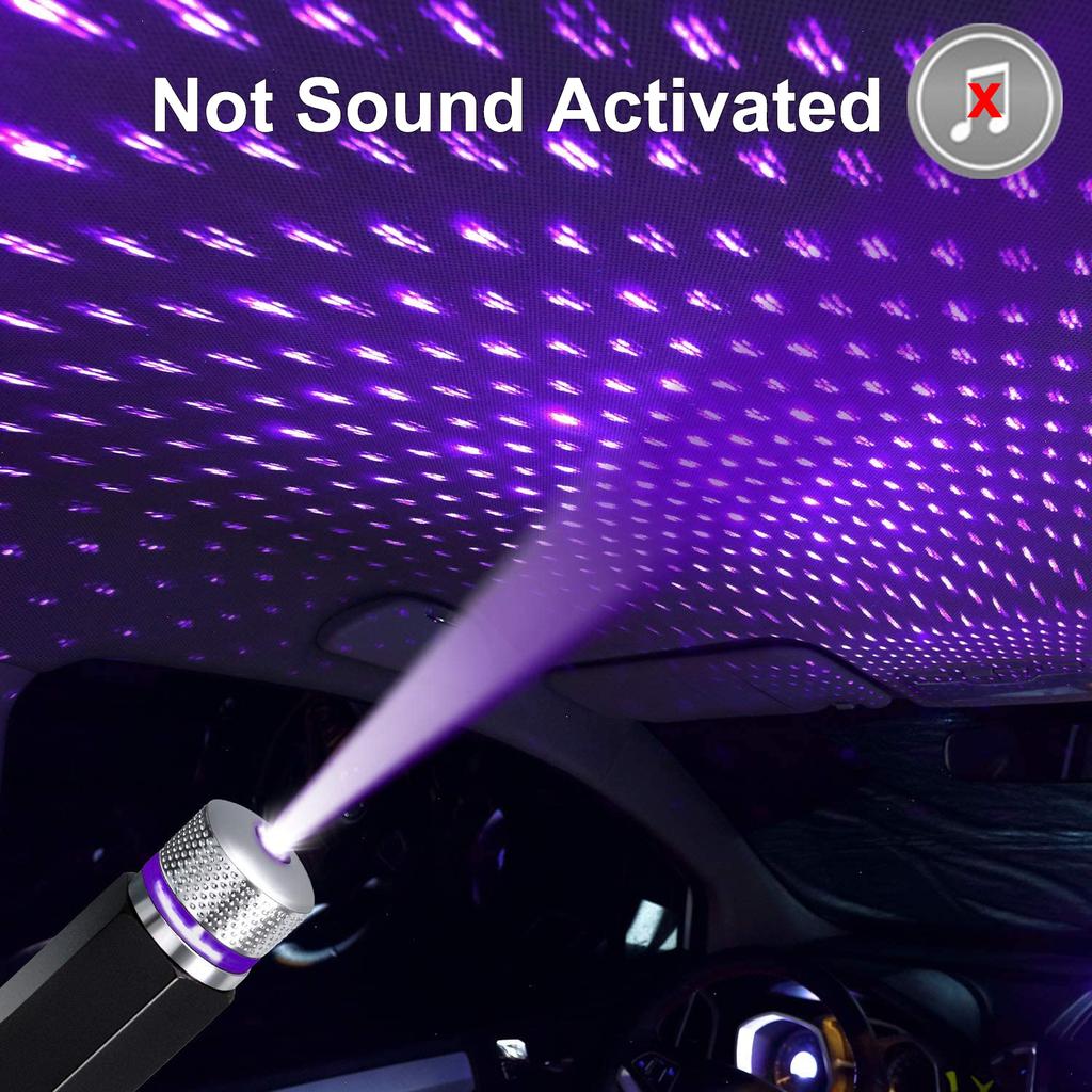 Sound Activated USB Starry Sky Projector LED Night Light Car Roof Interior Star Galaxy Lamp DC 5V for Home Bedroom Party Decor