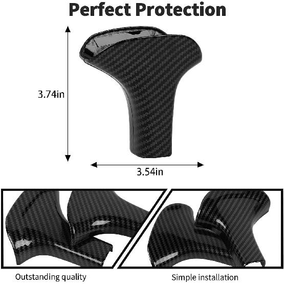 JWWY Gear Shift Shifter Knobs Cover Trim Compatible with Jeep Grand Cherokee Accessories 2014-2015 2pcs Carbon Fiber