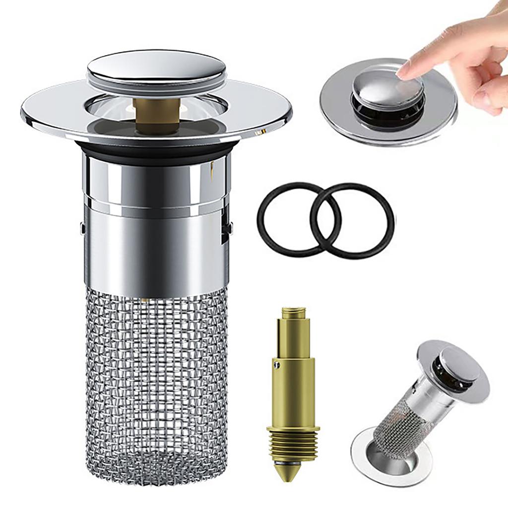 Bathroom Sink Plug Stopper Stainless Steel Filter Basket Sink Drain Hair Catcher for Washroom Restroom Kitchen