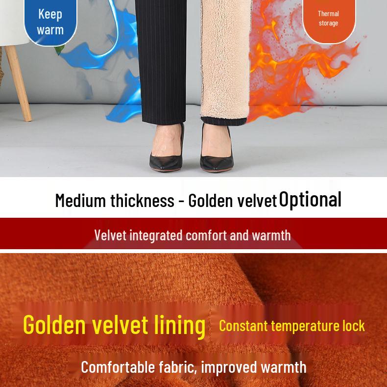Women's High Waist Elastic Velvet Pants - Loose Straight Leg for Autumn/Winter