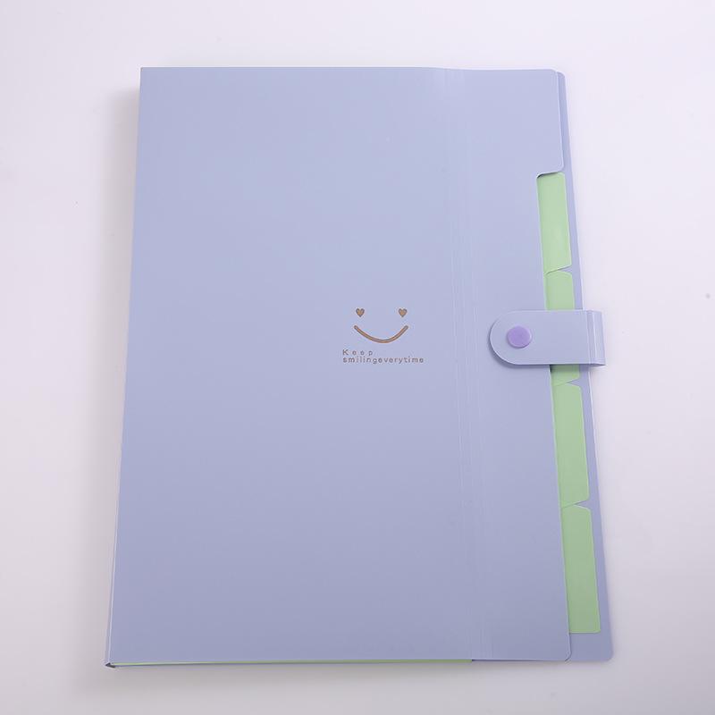 Smiley Pp Folder A4 Information Book Spot Five Grid Smile File Bag Purple Button