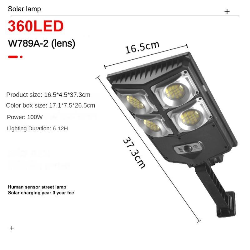 

100 Вт уличный солнечный светильник для двора, светодиодный перезаряжаемый светильник с индукцией человеческого тела, ночное освещение, супер яркий интегрированный уличный фонарь 4 lenses