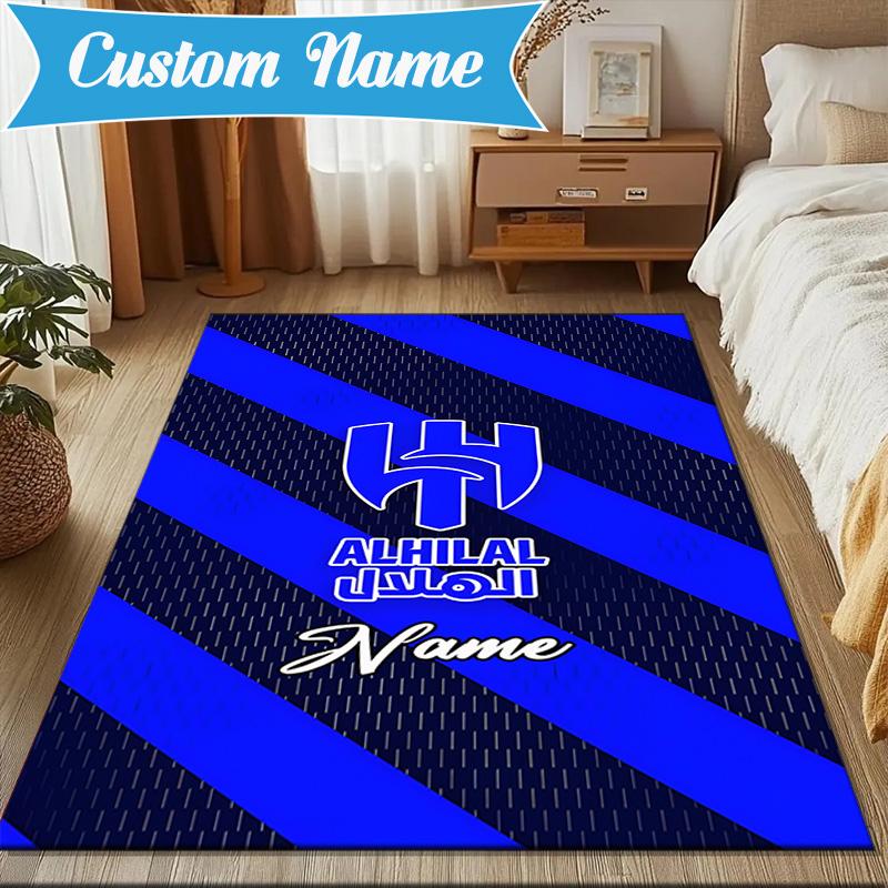Custom Name Al FC Crest Rug for Living Room, Game Rooms, Office, Bedroom, Floor Mat Playful Design, fan gifts Christmas decor