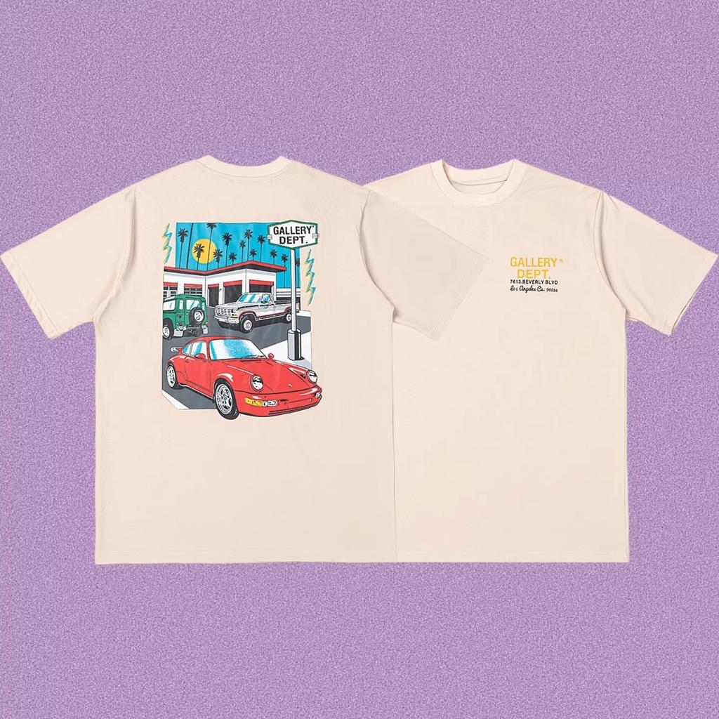 New Roundneck Cartoon Group Portrait Retro Scene Pattern Unisexs and Womens Casual ShortSleeved TShirt