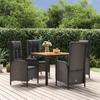 VidaXL Garden Dining Furniture and Cushions 5pcs Black Wicker 3185069