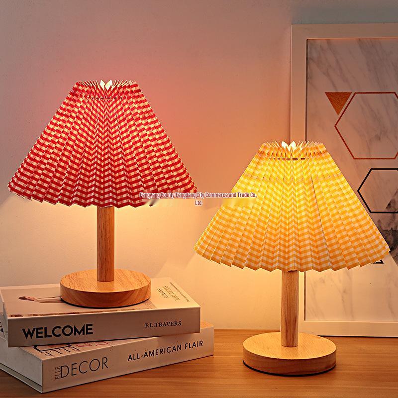 Pleated Nordic Style Table Lamp for Bedroom, Bedside, or Dormitory Décor