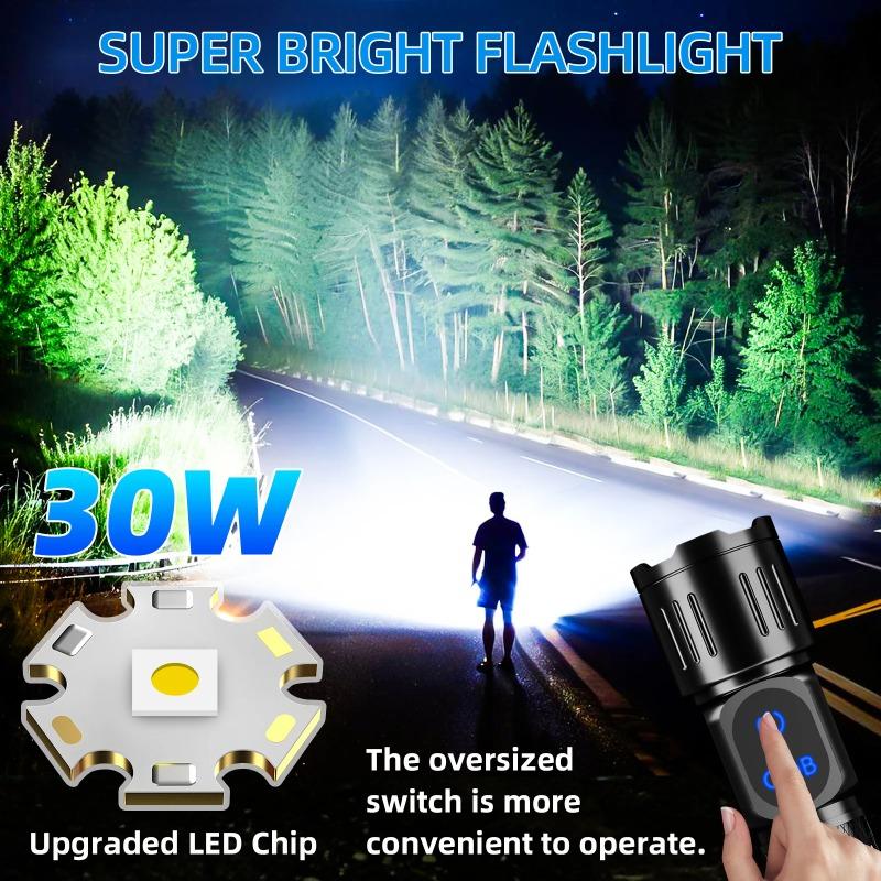 2026 New Waterproof LED Flashlight, Powerful USB Type-C Rechargeable  Flashlights with Magnet, Side Light, 9 Modes for Home Outdoor Emergency