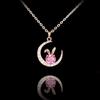 Women's Light Luxury S925 Silver Necklace with Pink Moissanite Rabbit Pendant - Jade Rabbit Zodiac Design