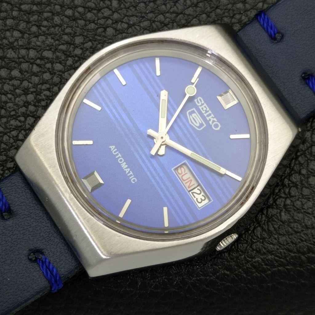 VINTAGE SEIKO 5 AUTOMATIC JAPAN 6309A MENS BLUE COLOR DIAL WATCH A701273-5 R206a-a701273
