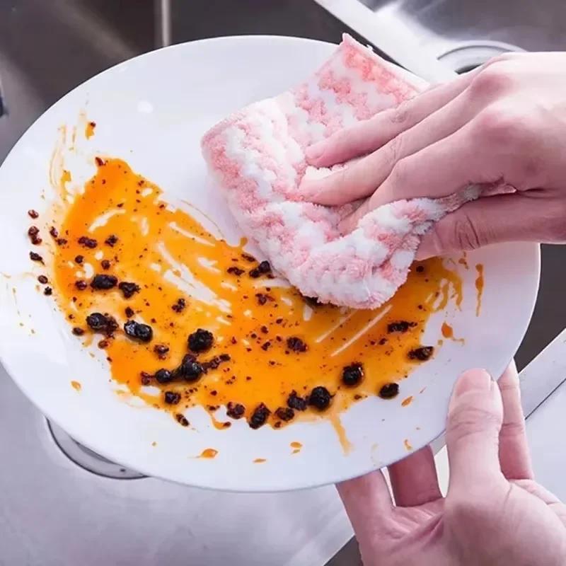 Random Color) 1/20/50Pcs Absorbent Dishcloths Double-Sided Fleececloths Scouring Pads Glass Window Wipe Towel (