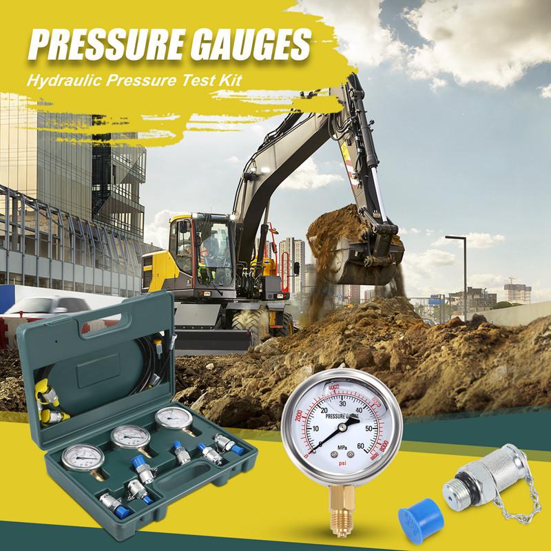 High-precision Hydraulic Pressure Guage Excavator Hydraulic Pressure Test Kit With Testing Hose Coupling And Gauge Tools
