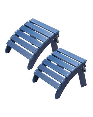 Adirondack Ottoman Set of 2, 18.7L X 18.9W X 13.8H Inch HDPE Plastic Folding Adirondack Ottoman