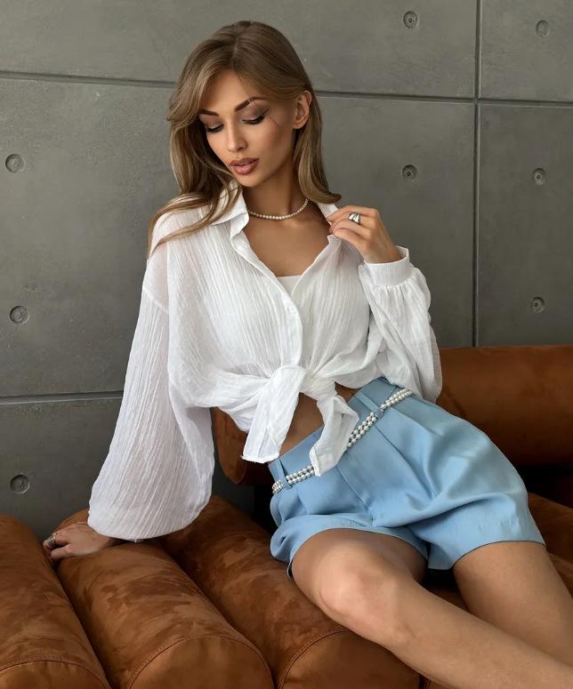 Minimalist Transparent Long-Sleeve Shirt: Casual Summer Drape for Sun Protection