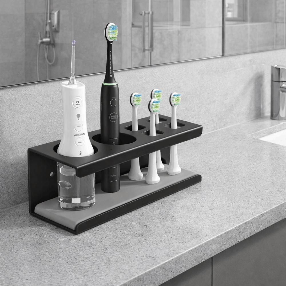 Large Capacity Toothbrush Toothpaste Holder Space Aluminum Makeup Brush Rack For Bathroom