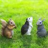 Cute Animal Garden Statues, Rabbit Squirrel Hedgehog Resin Figurines, Farmhouse Outdoor Decor for Yard, Garden Decoration