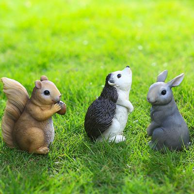 Niedliche Tier-Gartenstatuen, Kaninchen Eichhörnchen Igel Harzfiguren, Bauernhaus Außen Dekoration für Hof, Gartendekoration
