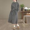 Long Sleeve Oversized Cotton Vintage Plaid New In Dresses for Women Casual Loose Spring Autumn Shirt Dress Elegant Clothing