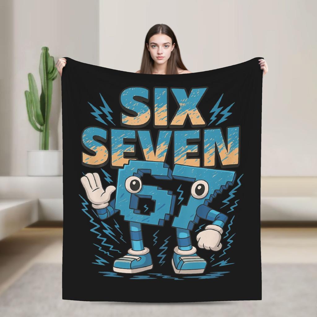 67 Six Seven Funny Meme Blanket Quality Warm Soft  Throw Blanket Winter Girls Boys Living Room Graphic Bedspread