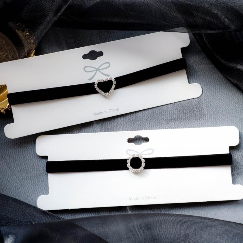 Crystal Round Love Heart Black Velvet- Collar Necklace Vintage Rhinestones Choker Punk Clavicle Chain Gift for Women