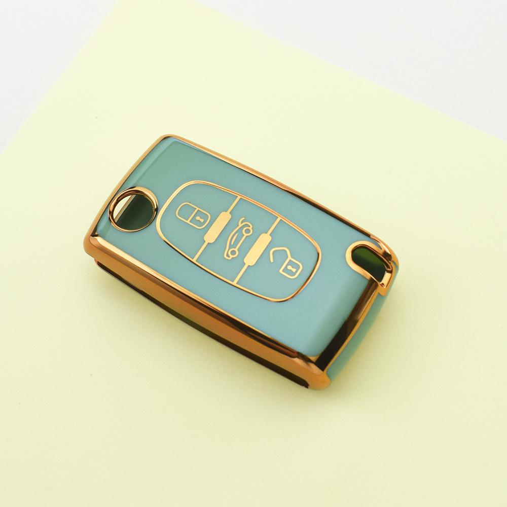 2/3 Buttons Fashion Gold Edge TPU Car Remote Key Case Cover Shell Fob Holder For Peugeot 607 3008 5008 107 207 307 308 407 For Citroen Xsara C5 C6 C8