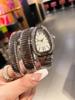 Orologio da donna al quarzo con cinturino in acciaio a due cerchi a forma di serpente, personalità, completamente diamantato, produttore