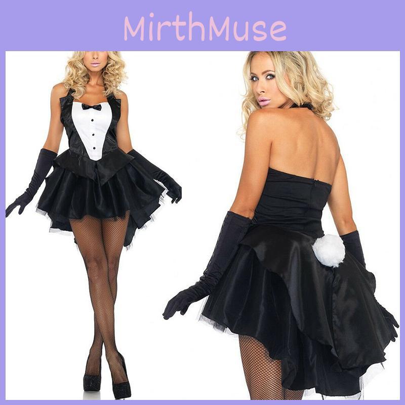 Sexy Women's Bunny Rabbit Costume Cosplay Tuxedo Halloween Outfit With Sweety Bow