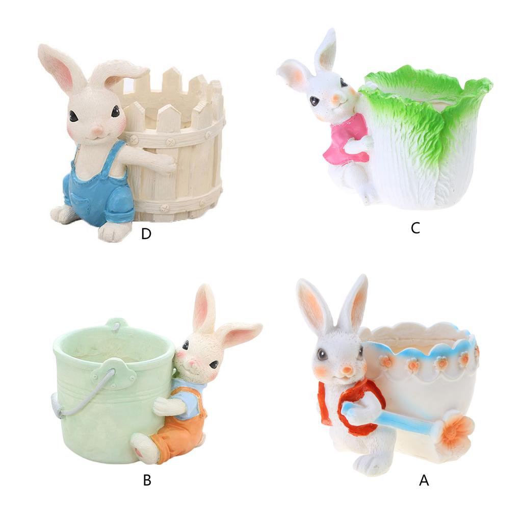 Rabbit Flower Pot Succulent Planter Garden Pots Animal Shaped Cartoon Planter Pots Decorative Flower Pot Art Decorations