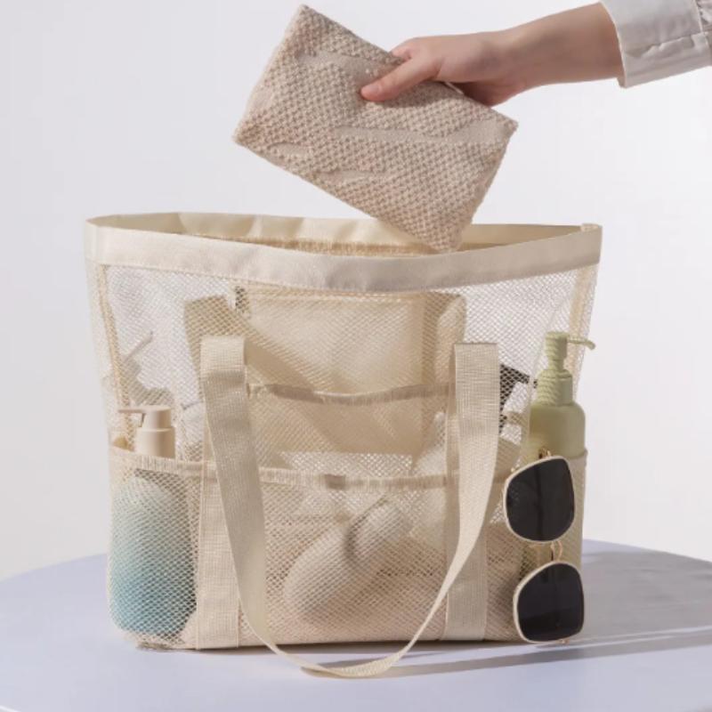 Handliche Strandtasche Große Kapazität Reise Badeanzug Aufbewahrungs-Organizer Tragbare Tote Tasche Schwimm-Netz Tasche für den Urlaub Neue Sporttasche