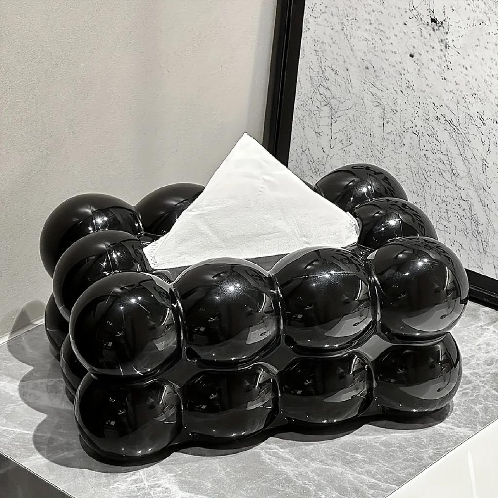 Chic Cloud-Shaped Tissue Holder Decorative Desktop Organizer for Living Room Durable Plastic Napkin Dispenser with Storage Box