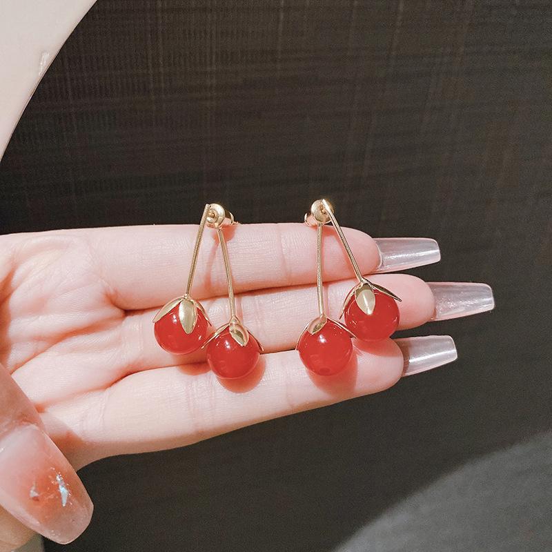 Elegant Year of the Rat Red Tassel Bead Earrings красный