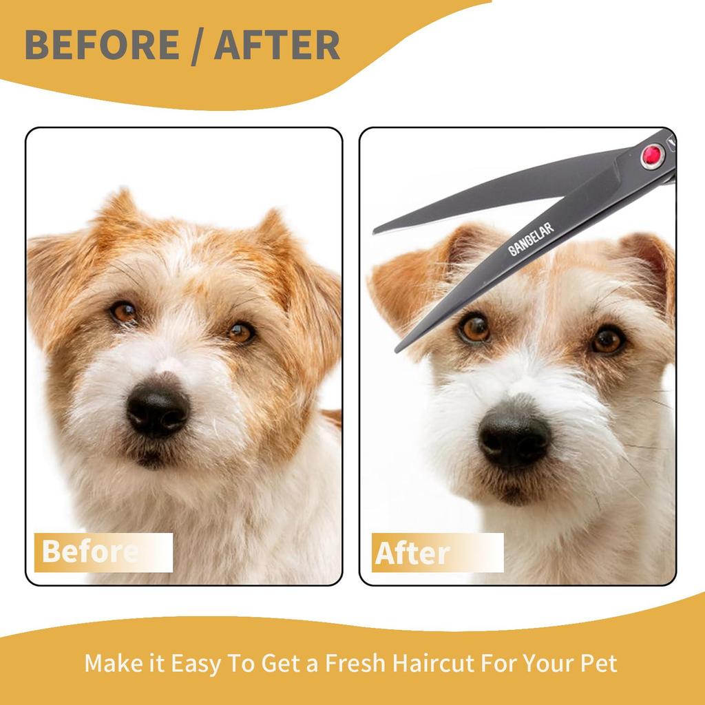 SANGELAR 7-calowe nożyczki do pielęgnacji zwierząt domowych Zakrzywione w górę i w dół Zakrzywione nożyce do pielęgnacji zwierząt Profesjonalne nożyczki zakrzywione dla psów Pielęgnacja sierści zwierząt Narzędzia dla fryzjerów