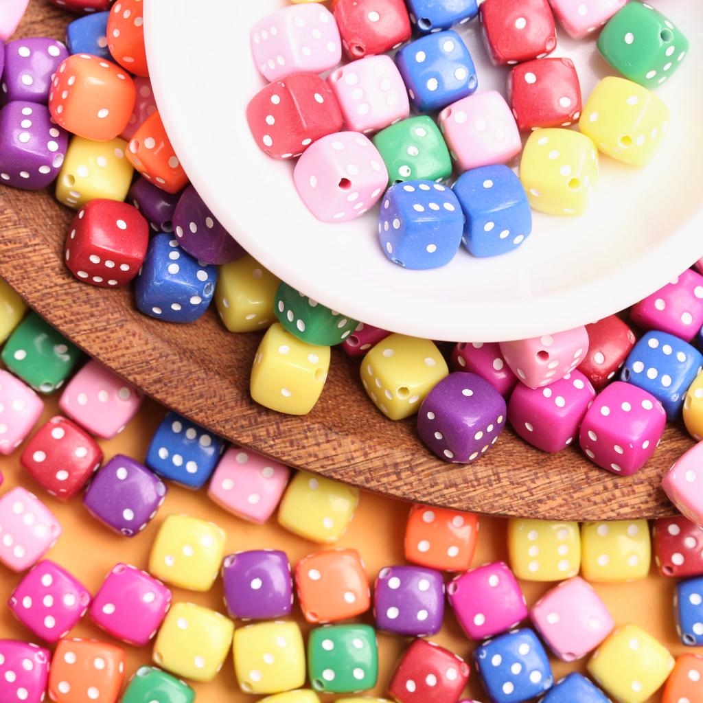 20/100Pcs DIY 8mm Square Shape For Jewelry Making Dice Beads Acrylic Spacer Beads Bracelet Necklace Accessories Dot Colourful Charms