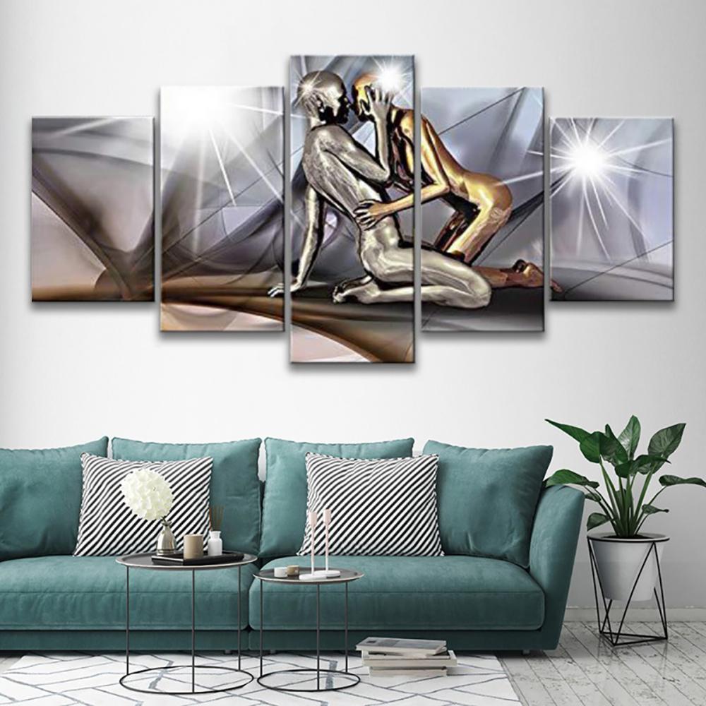 

Unframe 5Panel Abstract Glass Man Lovers Wall Art Posters Canvas Pictures HD Paintings Home Decor Living Room Bedroom Decoration 20x35 20x45 20x55cm