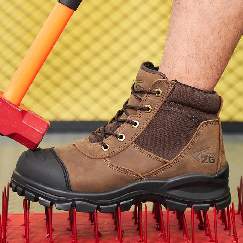 Cowhide Work Safety Boots Men Puncture-Proof Indestructible Shoes Anti-smash Work Sneakers Anti Scald Welding Boots Protective