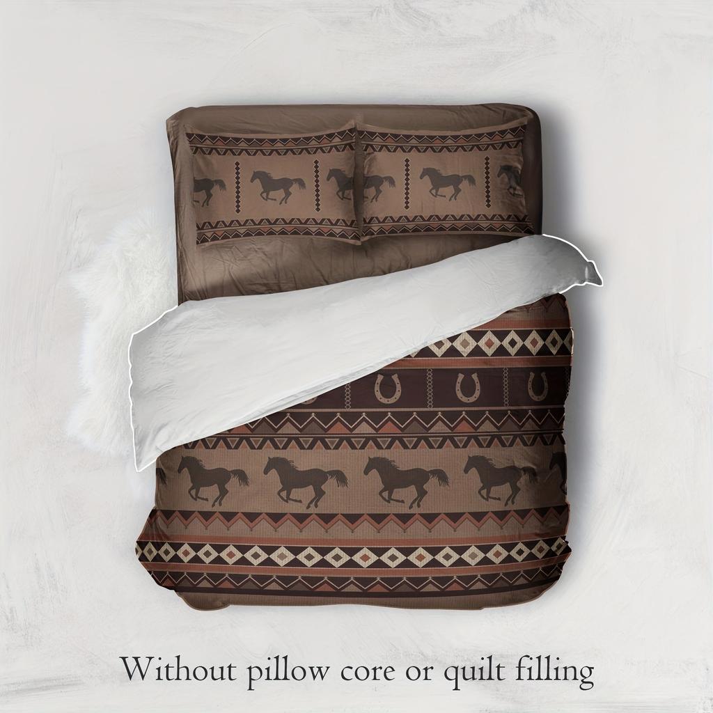 Western Country Wind Horse Printing Three-piece Quilt Cover Sheet Bedding Home Textiles