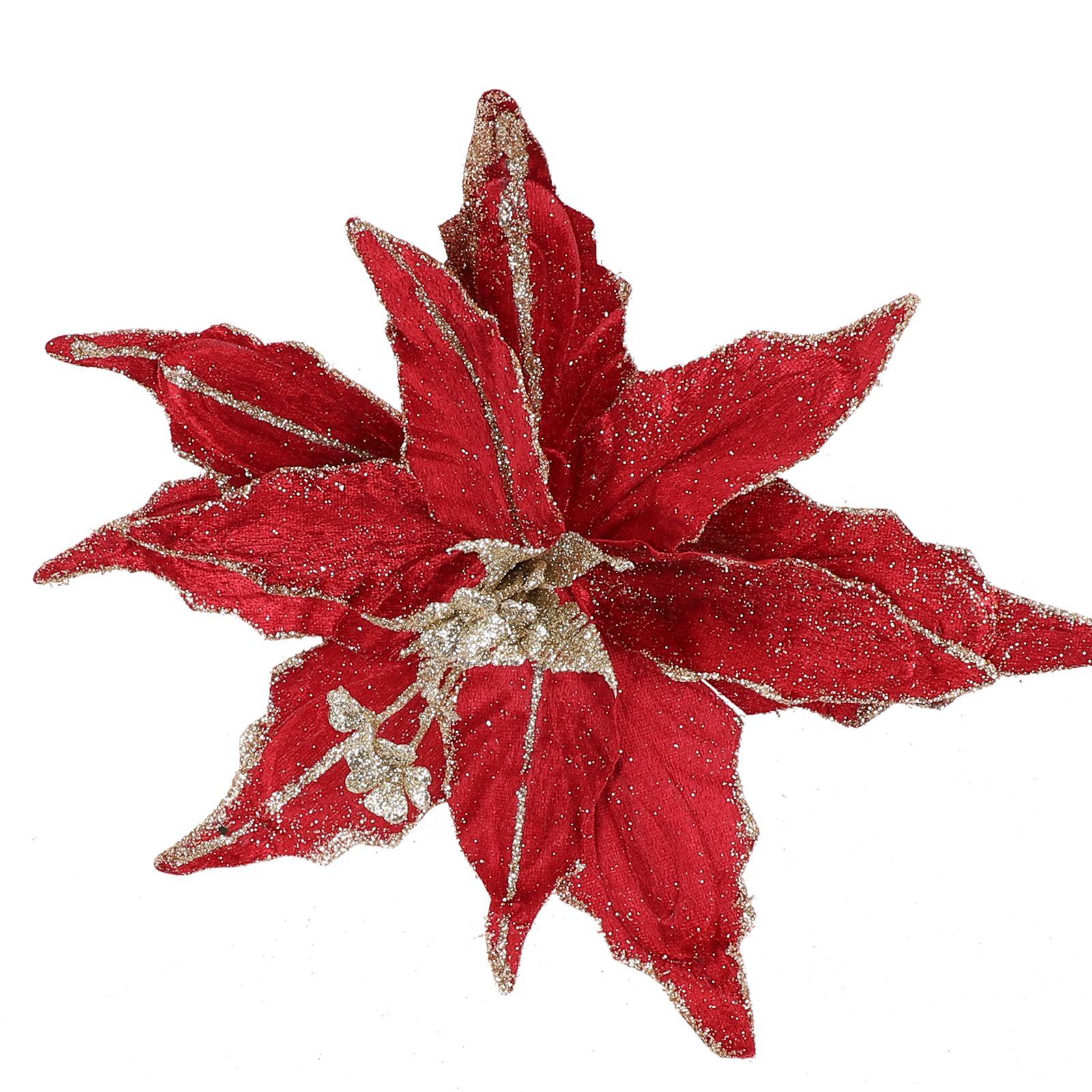 

Красивый орнамент Рождественский цветок пуансеттия Блестящий цветочный орнамент вино красного