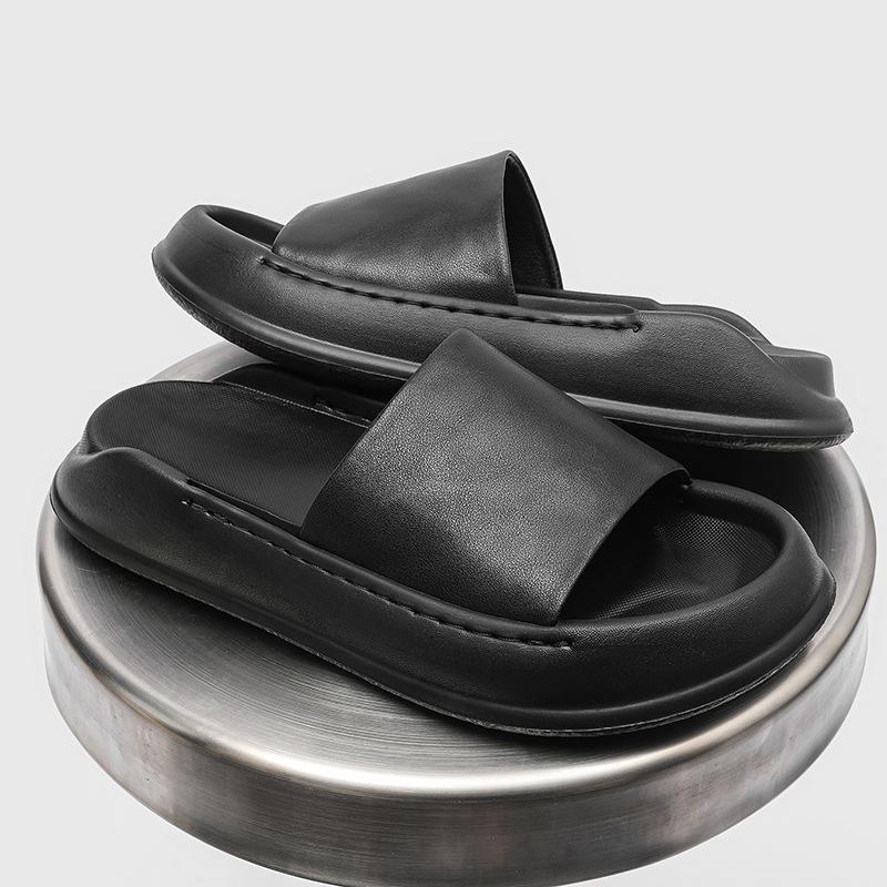 Hausschuhe Herren Sommerbekleidung trendige Sandalen Ausgehen coole Hausschuhe rutschfeste Plateau Strandschuhe 471228 schwarz-J