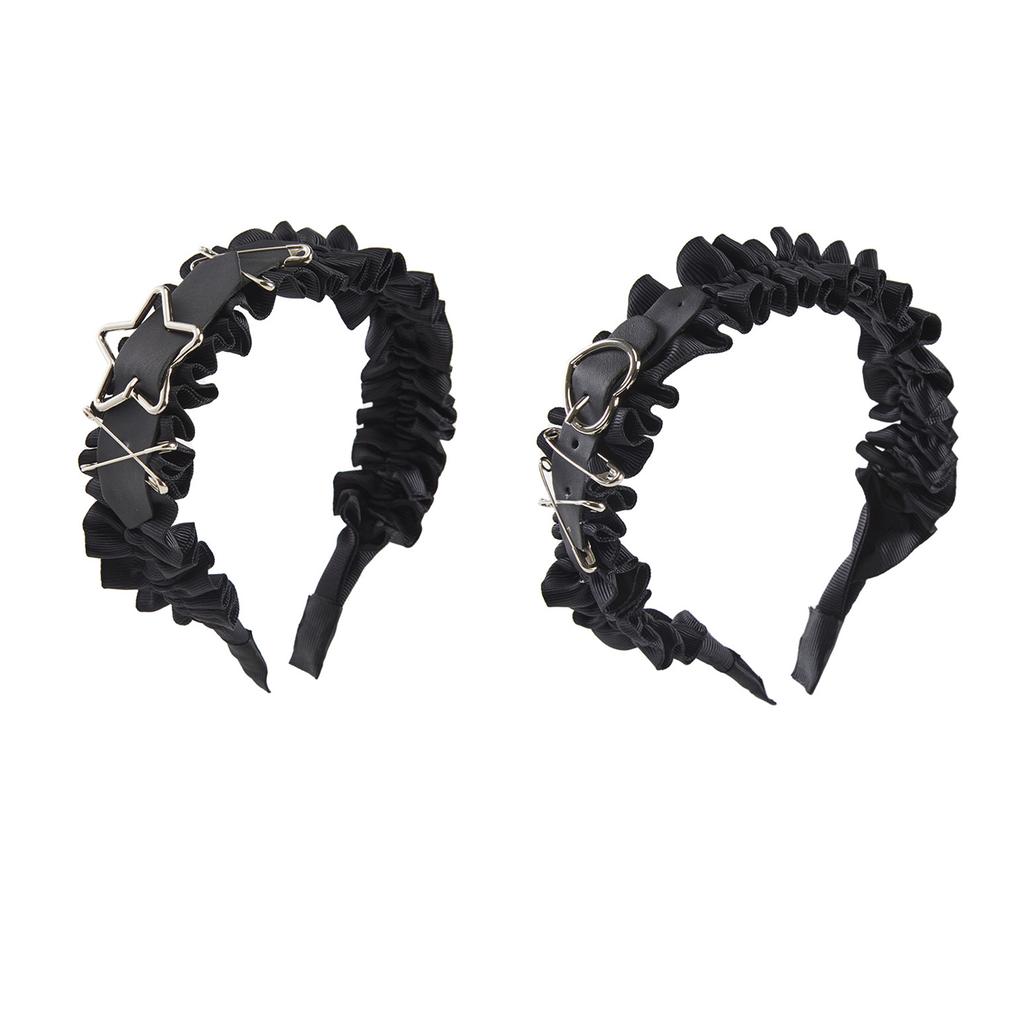 Pleated Headband Y2k Buckle Headband For Women Gothic Headband Black Lolita Headband Punk Headband Goths Headpiece
