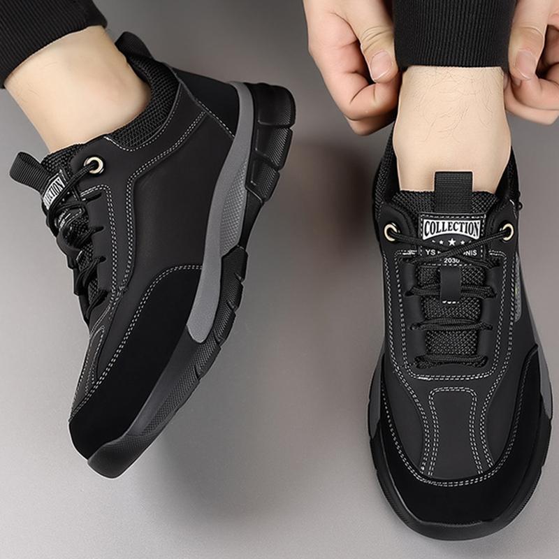 Men Leather Casual Shoes Outdoor Men's Casual Sneakers Male Comfort Lace Up Flats Sneakers Platform Concise Walking Men's Shoes