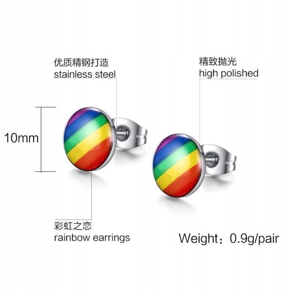 Rainbow Lgbt Rainbow Ear Earrings Round Steel 10Mm