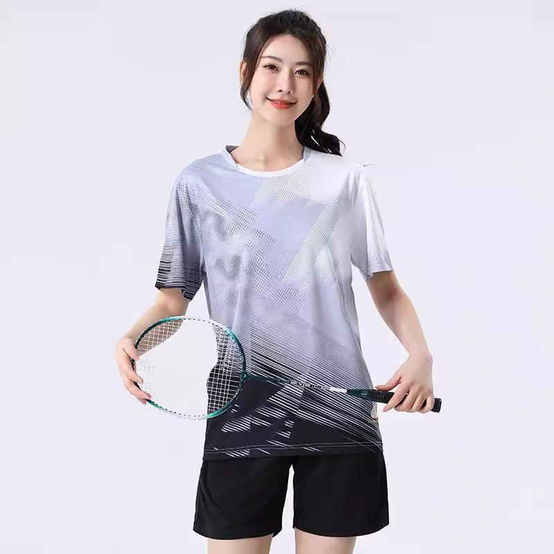 Quick-Dry Badminton Shirt Set Men Women Sportswear With Double Pockets Breathable Athletic Top