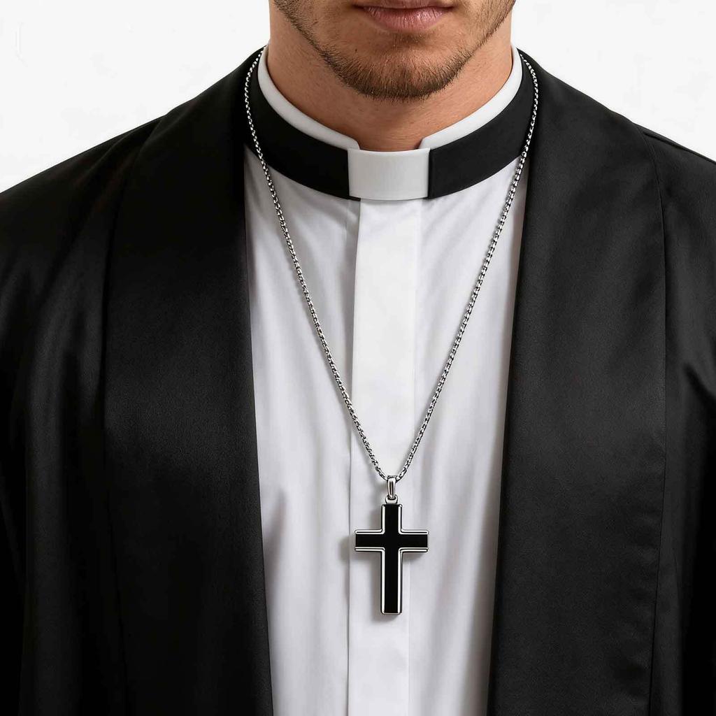 Vnox Stainless Steel Cross Pendant Necklace for Men Boys, Turquoise Black Onyx Tiger Eye Cross Box Chain Valentines Day Gifts