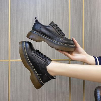 Scarpe da Donna Autunno 2024 Stile Britannico con Plateau in Pelle - Punta Tonda, Suola Spessa, Pelle Morbida, Casual
