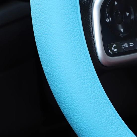 Universal Car Steering Wheel Cover Anti-Slip Leather Texture Soft Silicone Car Steering