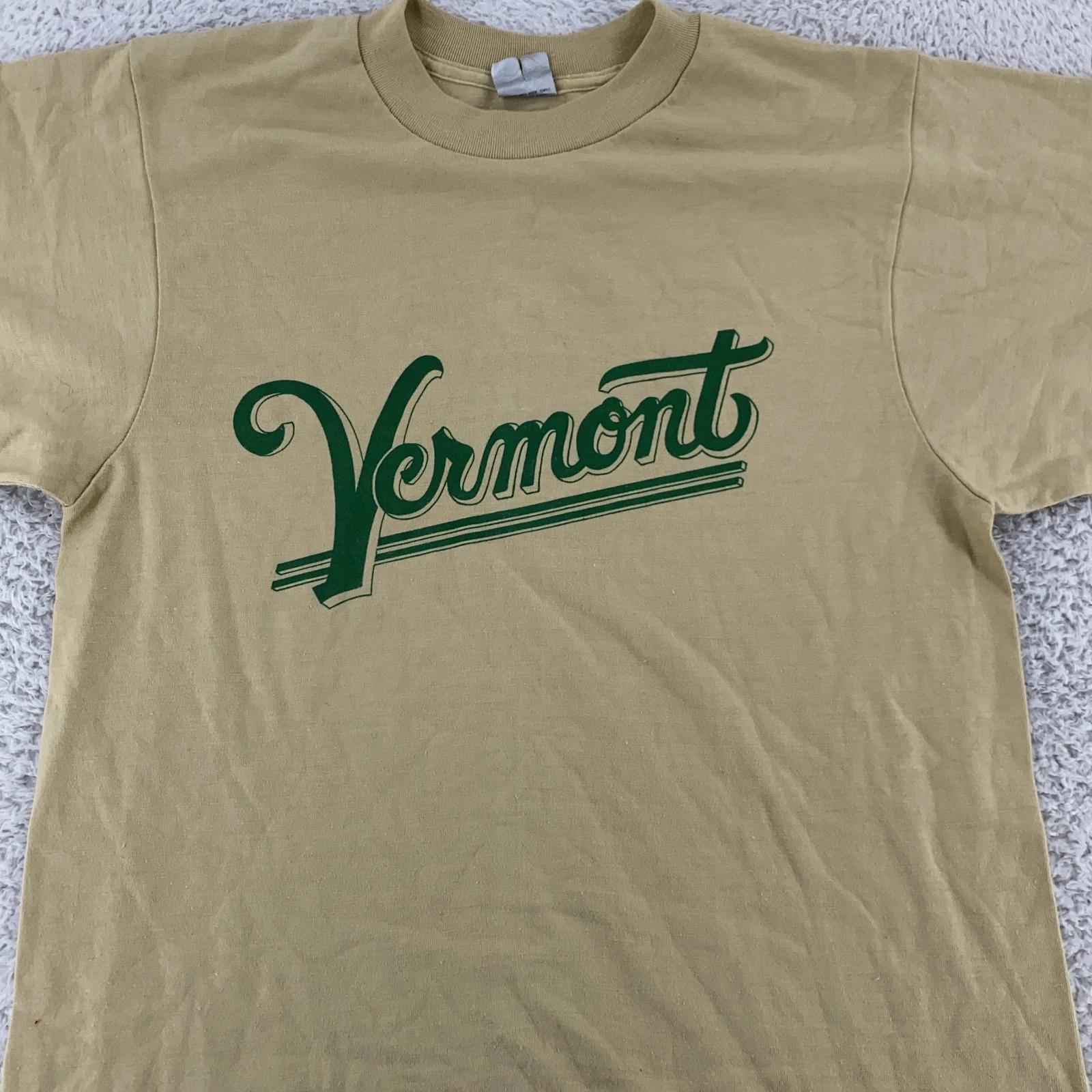 

Vintage Vermont Shirt Mens Small Script Graphic Made USA Nature 80s 3XL