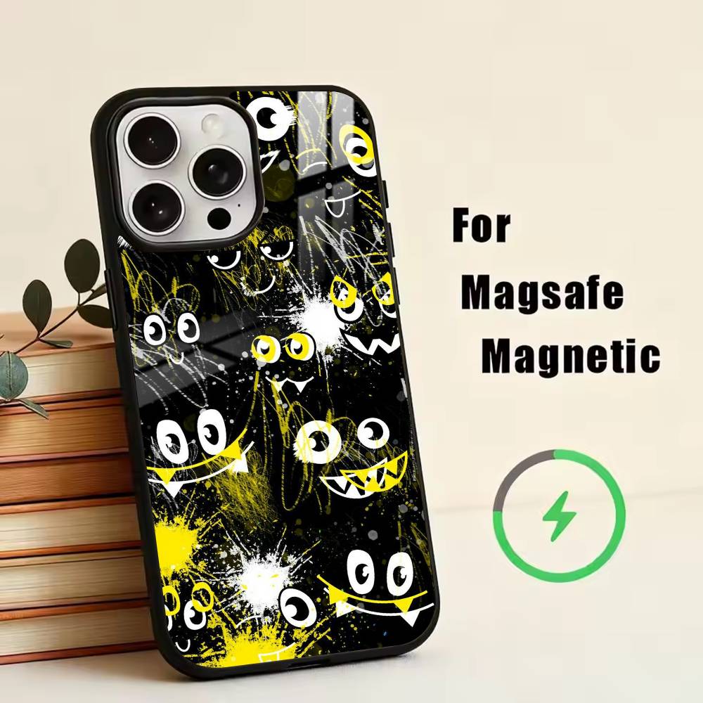 D-Graffiti Characters    Phone Case For iPhone17,16,15,14,13,12,11 Plus,Pro Magnetic For Magsafe Wireless Charging