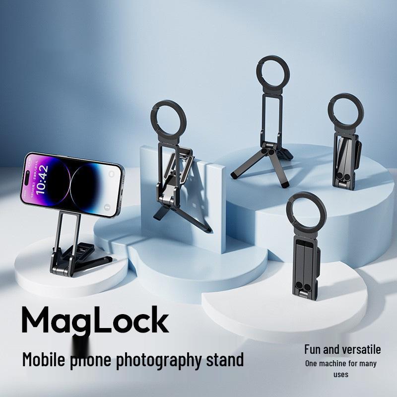 Portable Magnetic Phone Holder & Selfie Tripod Carabiner