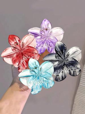 1/4 Pcs Fashion Dopamine Transparent Egg Flower Hair Claws For Women Girls Party Hair Accessories