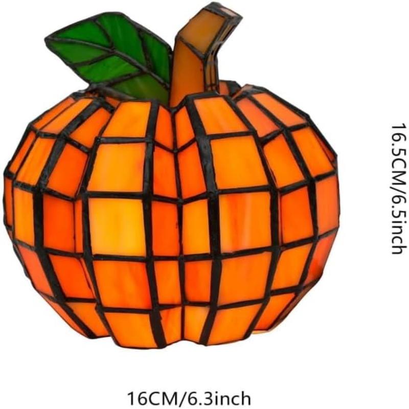 

Stained Glass Pumpkin Lamp 2025 Halloween Pumpkin Ornaments Indoor Pumpkin Lantern Decorations for Home Holiday Party (1 PCS)